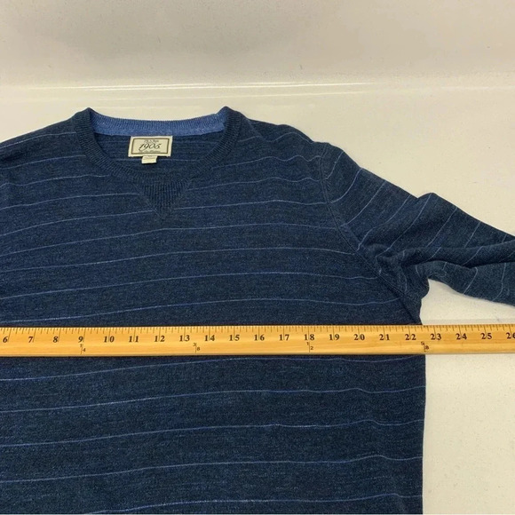 Jos A Bank‎ Sweater Men XL  Long Sleeve  Blue Stripe Cotton Stretch Crew Neck - Picture 4 of 10